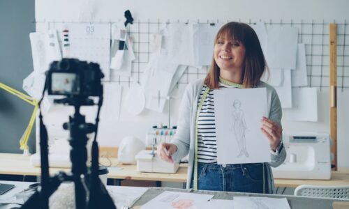 small business owner filming video for social media content creation